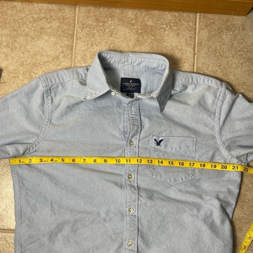 Men’s American Eagle Classic Fit Button Down Long Sleeve Blue Top Size Medium - Picture 6 of 8